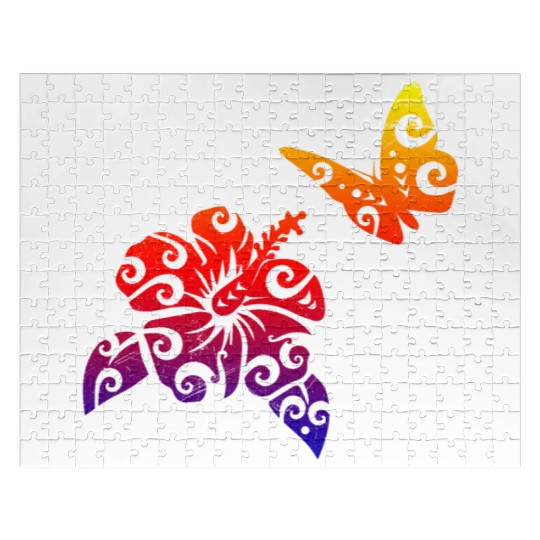 Maori Flower Butterfly Polynesian T Tattoo Jigsaw Puzzles