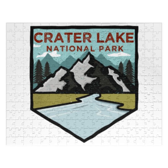 Retro Vintage Crater Lake National Park Gift Jigsaw Puzzles