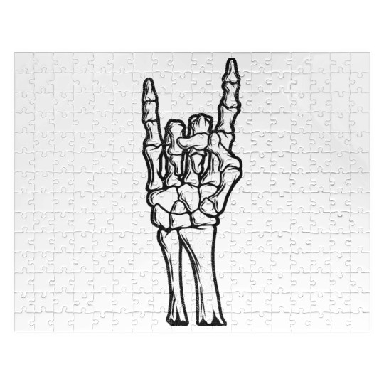 Skeleton Hand Devil Horns Hand Sign Halloween Gift Jigsaw Puzzles