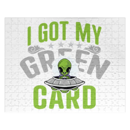 I Got my Green Card alien Jigsaw Puzzles science funny