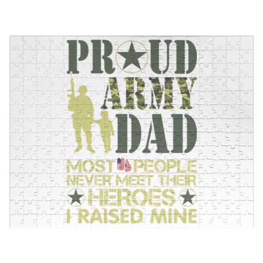 Proud Army National Guard Dad American Flag Jigsaw Puzzles