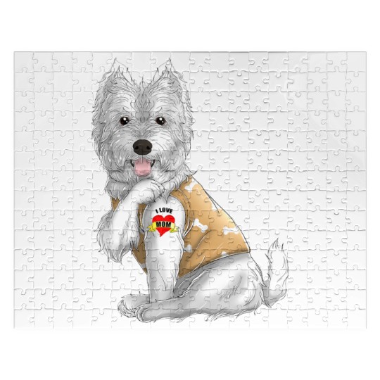 westie i love mom tattoo dog funny mors day gift Jigsaw Puzzles