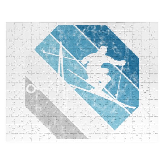 Ski Skiing Skier Mountains Retro Gift Winter Snow Jigsaw Puzzles