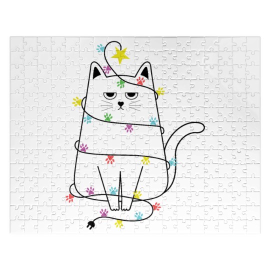 Grumpy Christmas Cat, Funny cat Women’s Christmas Jigsaw Puzzles