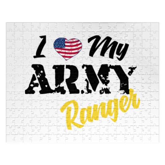 Proud US Army Ranger American Military Family Flag Jigsaw Puzzles