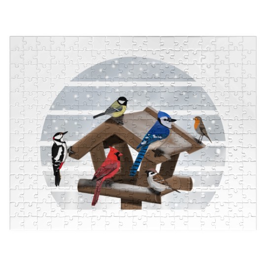 Birds Bird House Cardinal Blue Jay Robin Sparrow Jigsaw Puzzles