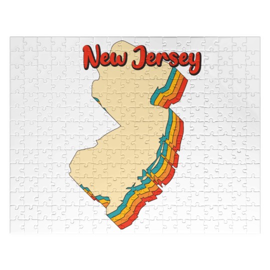 New Jersey Map Outline Vintage Retro Nj Home State Jigsaw Puzzles