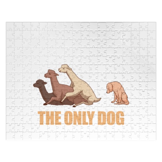 Only Dog At Llama Orgy Puppy Alpaca Farm Animals Jigsaw Puzzles