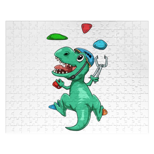 Funny T-Rex Bouldering and Rock Climbing Gift Jigsaw Puzzles