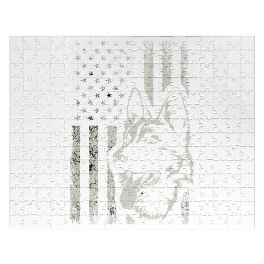 Patriotic German Shepherd AMERICAN FLAG Dog Lover Jigsaw Puzzles