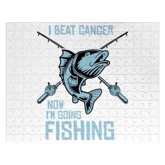I Beat Cancer I'm Going Fishing Cancer Survivor Jigsaw Puzzles