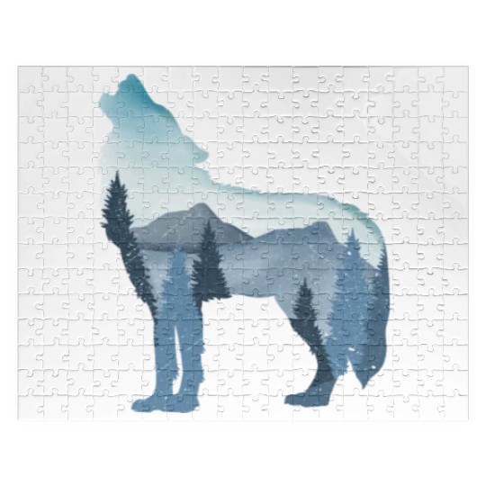 Alpha Wolf Art - Nature Background Jigsaw Puzzles