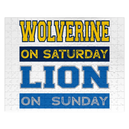 Wolverine on Saturday Lion on Sunday Detroit Jigsaw Puzzles
