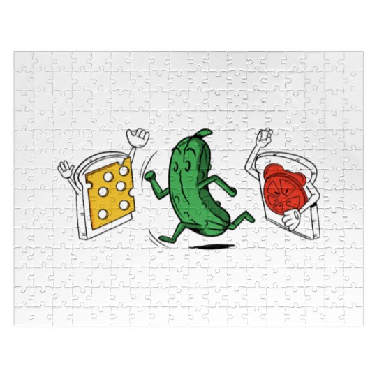 Baseball Pickle Runner Tomato Cheese Sandwich Joke Jigsaw Puzzles