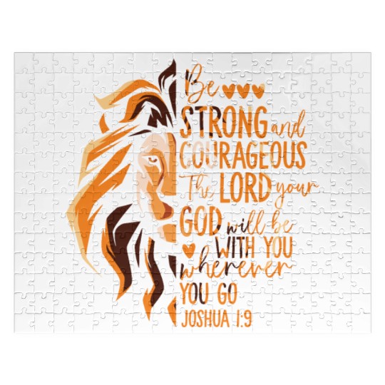 Christian Bible Verse Joshua 1:9 Lion Jigsaw Puzzles