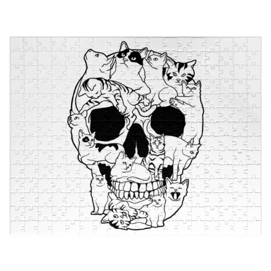 Cat Skull Kitty Skeleton Grunge Style Funny Cat Bo Jigsaw Puzzles