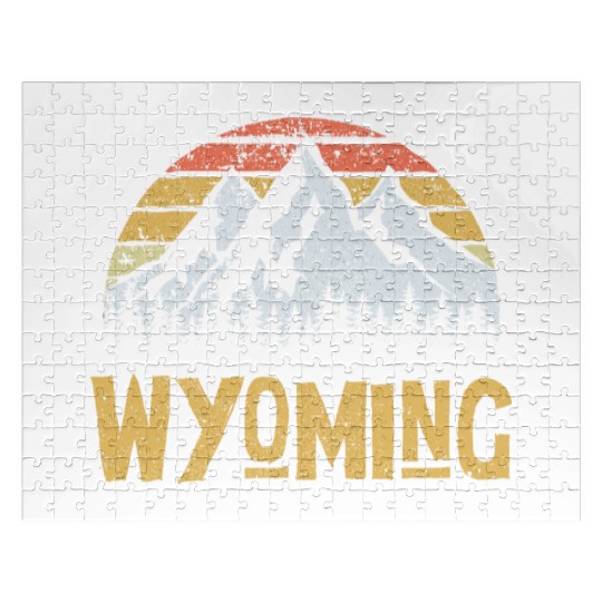 Vintage Retro Wy Wyoming Us Mountain State Jigsaw Puzzles