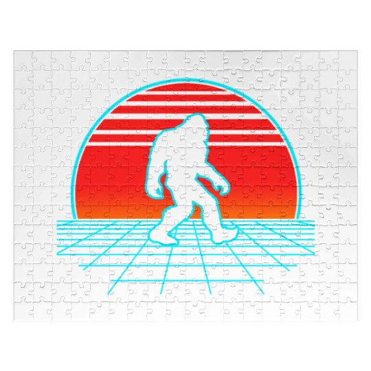 Bigfoot Retro Vintage 80s Vaporwave Bears Animal L Jigsaw Puzzles