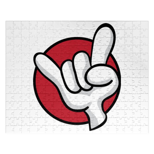 Rock On Heavy Metal Hard Rock Hand Sign Cartoon Jigsaw Puzzles