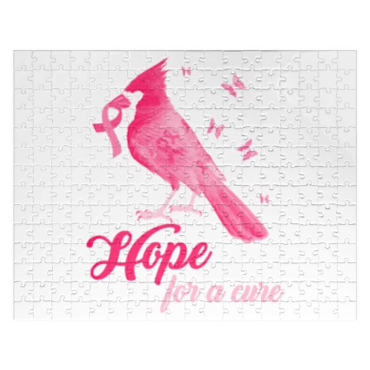 Breast Cancer Cardinal bird hope for a cure Jigsaw Puzzles