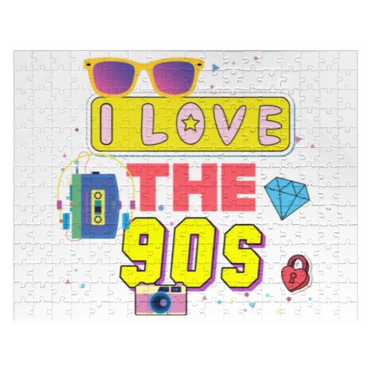 I Love The 90s Vintage 1990s Men Women 90's Jigsaw Puzzles