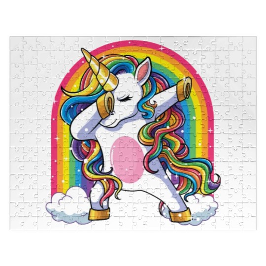 Dabbing Unicorn Rainbow Girls Kids Dab Unicorn Jigsaw Puzzles