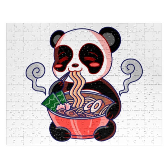 Cute kawaii panda loves ramen Jigsaw Puzzles