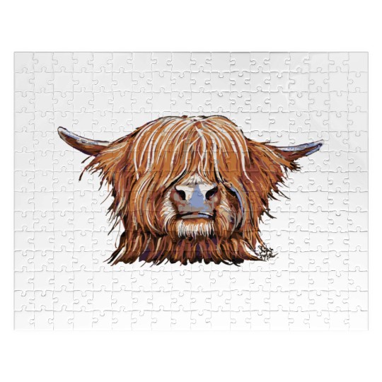 Highland Cow Print Animal Print ' Charmer ' Jigsaw Puzzles