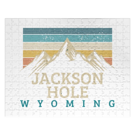 Jackson Hole Wyoming Vintage Mountains Nature Souv Jigsaw Puzzles