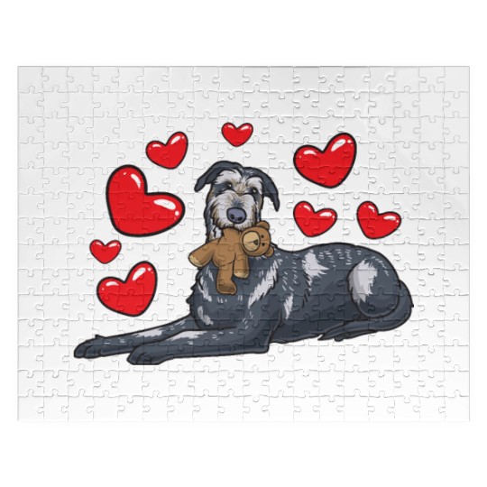 Irish Wolfhound Dog With Stuffed Animal Jigsaw Puzzles