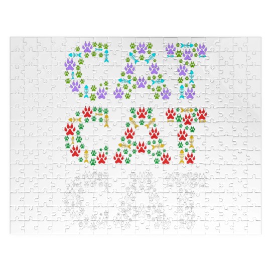 Cat mom and cat dad funny cat paws and fish bone Jigsaw Puzzles
