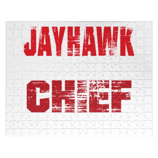 Jayhawk On Saturday Chief On Sunday Funny Kansas C Jigsaw Puzzles