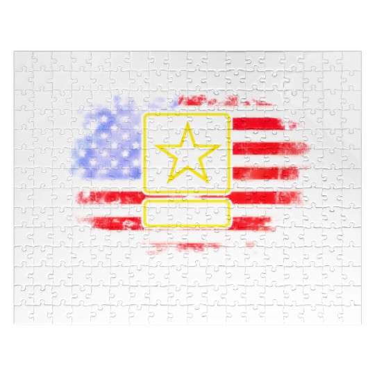 US Army Proud Veteran With American Flag Gift Jigsaw Puzzles