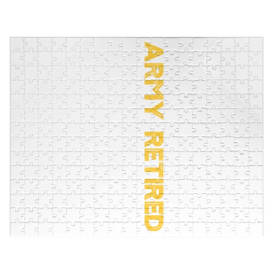 Retired US Army Thin Gold Line American Flag Jigsaw Puzzles