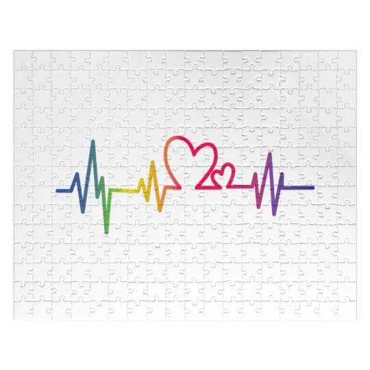 Pride Rainbow heart beat Jigsaw Puzzles