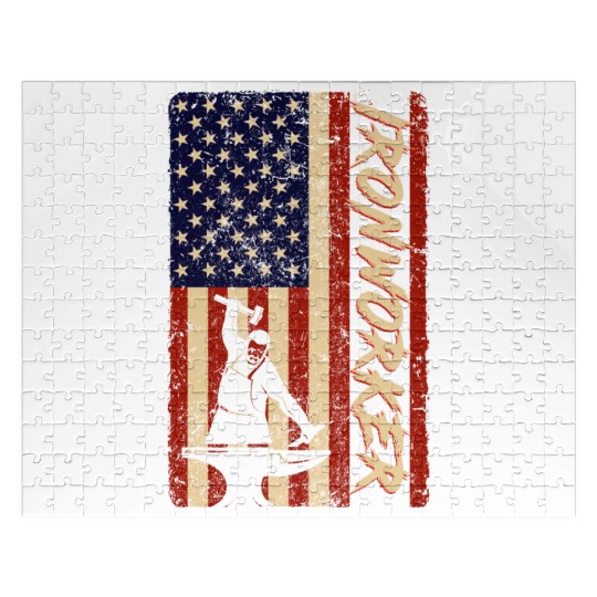US Flag Ironworker Independence labor Day Jigsaw Puzzles