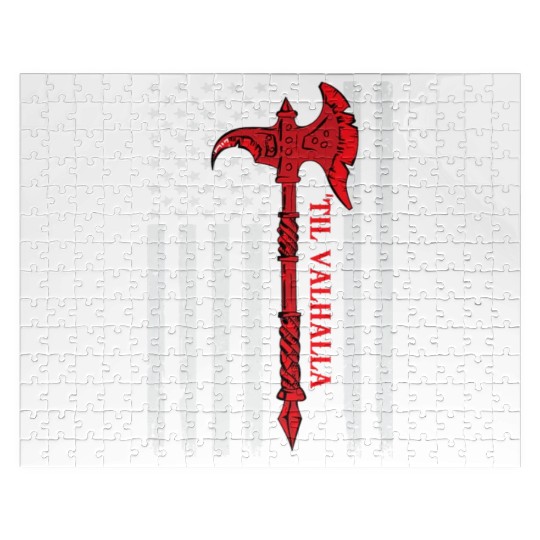 Veteran Gift-American Flag Viking Axe Til Valhalla Jigsaw Puzzles
