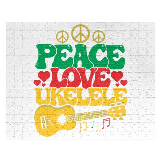 Peace Love Ukelele Player Guitar String Music Jigsaw Puzzles