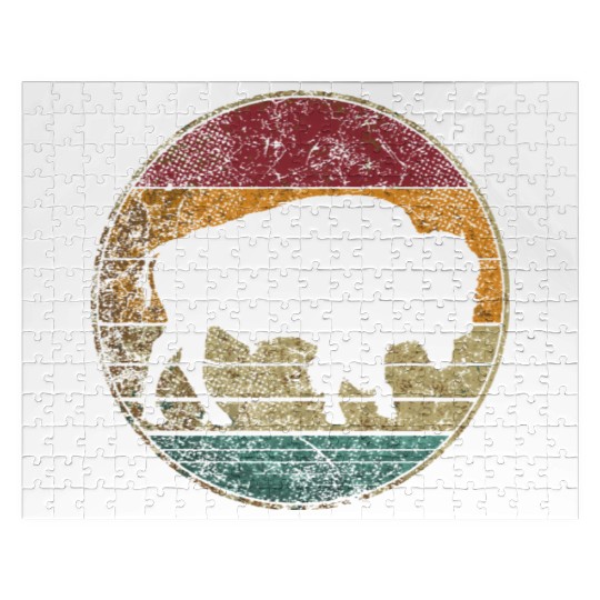 Distressed Buffalo Retro Bison Animal Lover Men Wo Jigsaw Puzzles