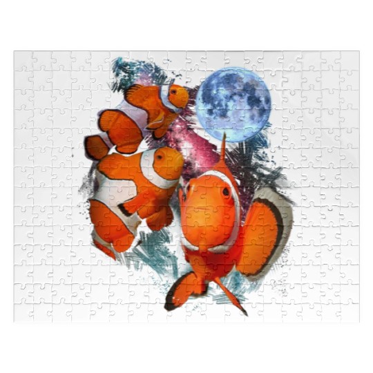 3 Moon Clown Fish Sea Anemonefish Lovers Fish Art Jigsaw Puzzles