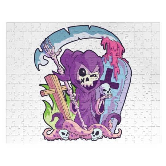 Kawaii Death Grim Reaper Pastel Goth Creepy Occult Jigsaw Puzzles