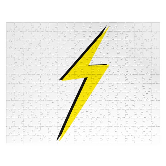 double Lightning Bolt Yellow And Black Jigsaw Puzzles