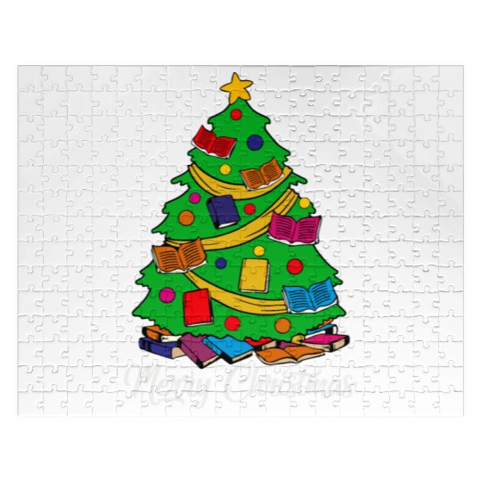 Merry Christmas Tree Love Reading Books Librarian Jigsaw Puzzles
