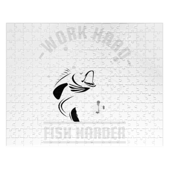 Work Hard Fish Harder | Fishing Jigsaw Puzzles For Men