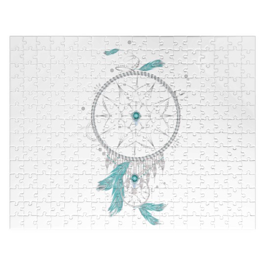 filigree ethno dream catcher made of silver colors Jigsaw Puzzles