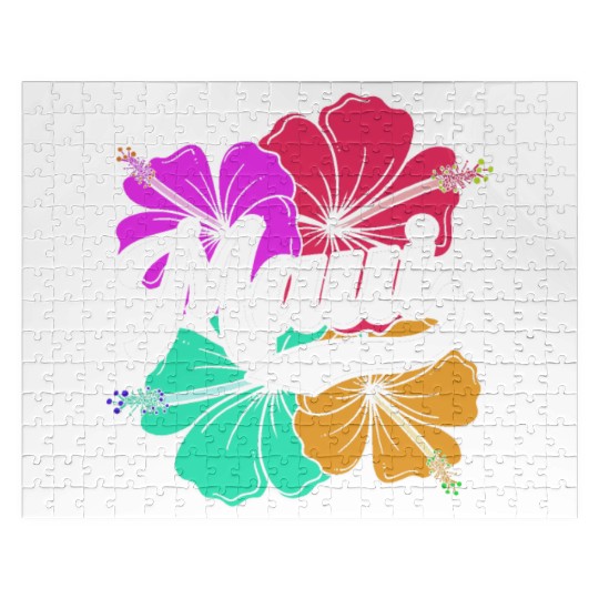 Maui Hawaii With Hawaiian Hibiscus Flowers Jigsaw Puzzles