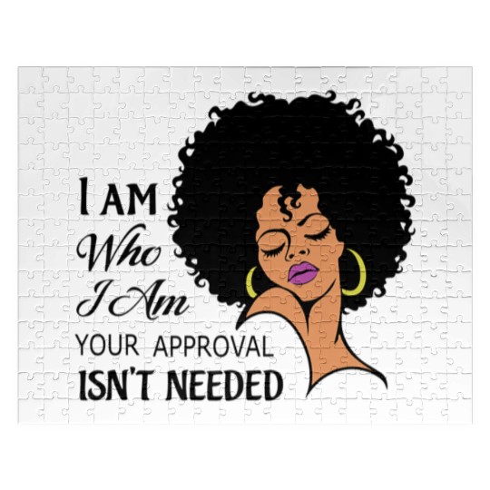 Black Queen Lady Curly Natural African American Jigsaw Puzzles