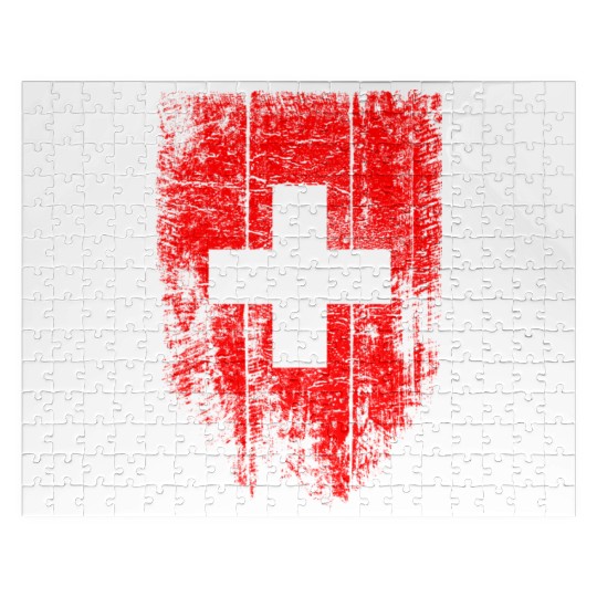 Switzerland Swiss Flag Vintage Distressed Graphic Jigsaw Puzzles