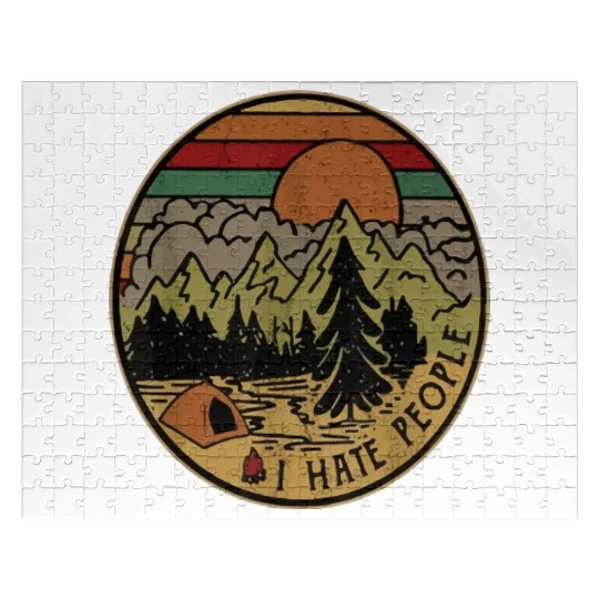 I Love Camping I Hate People Outdoors Funny Vintag Jigsaw Puzzles
