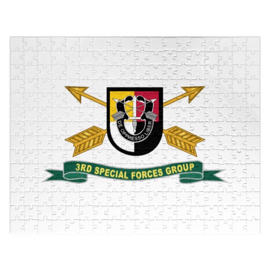 Army 3rd Special Forces Group Flash w Br Ribbon Jigsaw Puzzles
